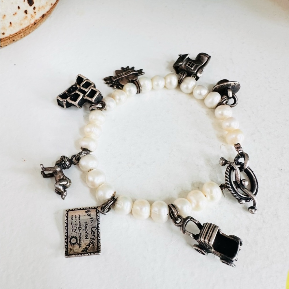 Authentic Pearl Bracelet and Sterling Silver Charm Bracelet
